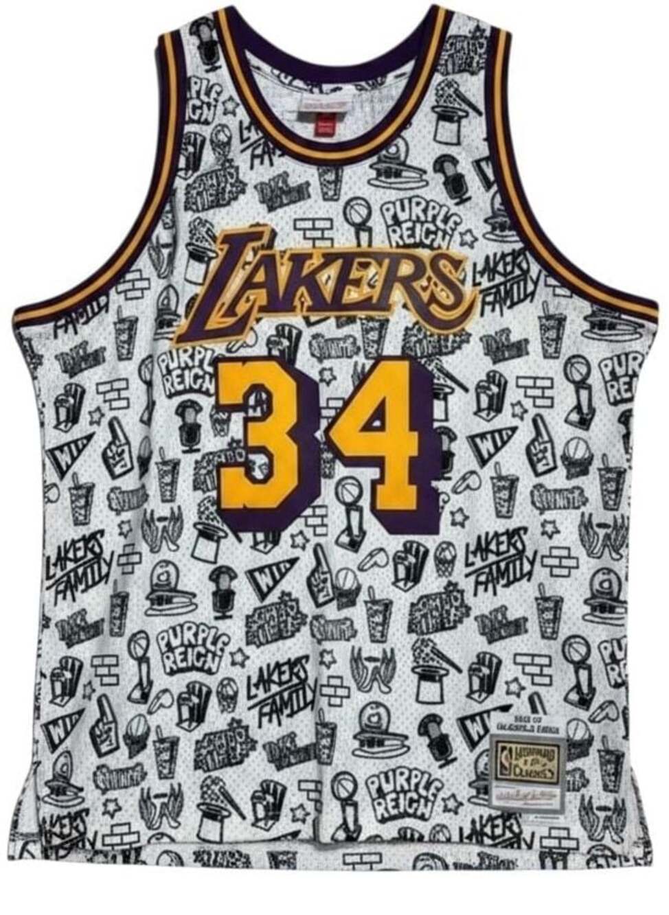Mitchell & Ness Lakers Shaquille O’Neal Doodle Jersey 2XL NWT NBA Swingman
